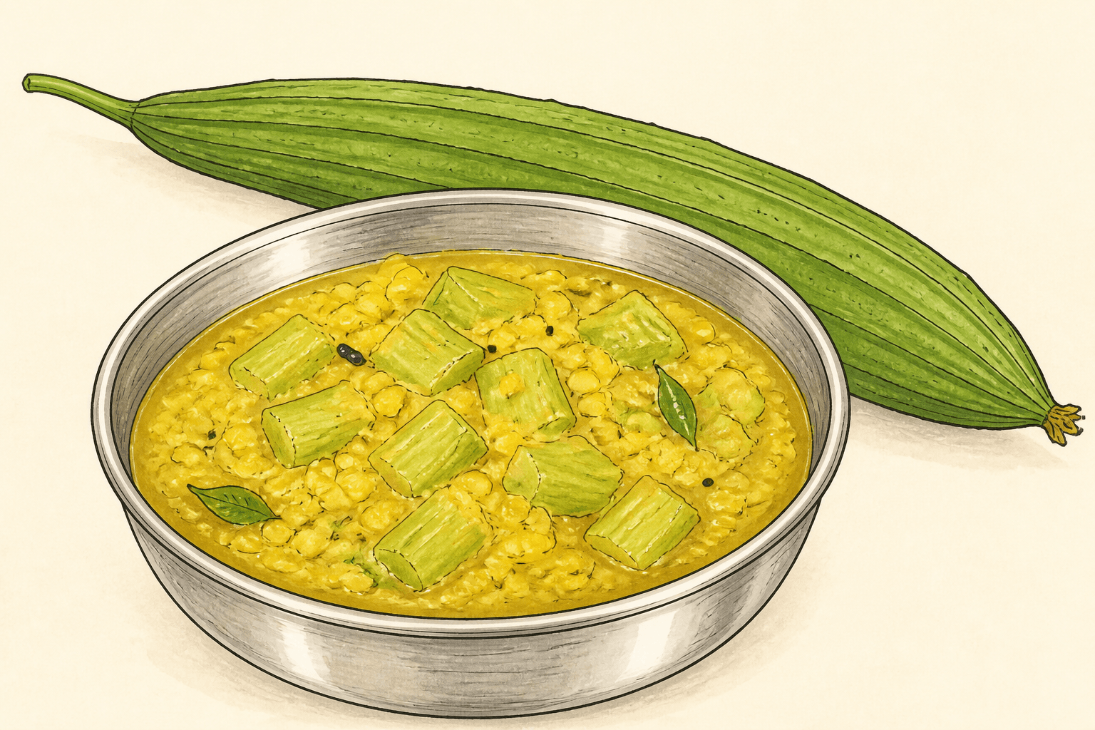 Beerakaya Teeya Pappu (Ridge Gourd Moong Dal)