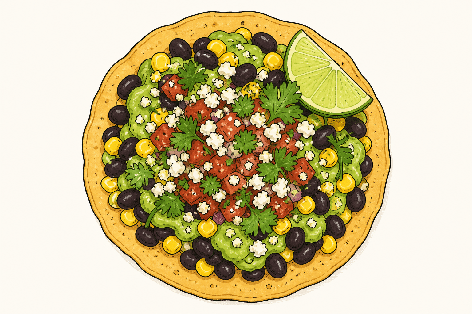 Black Bean Corn Tostada